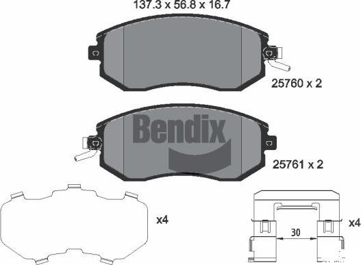 BENDIX Braking BPD2267 - Гальмівні колодки, дискові гальма autocars.com.ua