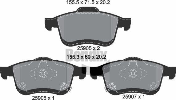 BENDIX Braking BPD2275 - Гальмівні колодки, дискові гальма autocars.com.ua