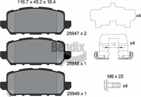 BENDIX Braking BPD2277 - Гальмівні колодки, дискові гальма autocars.com.ua
