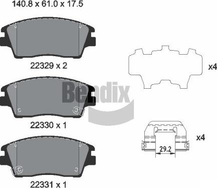 BENDIX Braking BPD2308 - Гальмівні колодки, дискові гальма autocars.com.ua