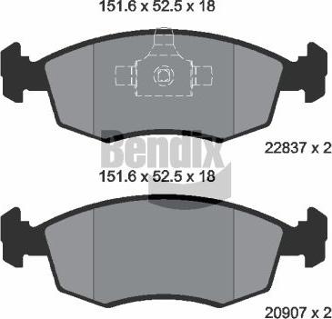 BENDIX Braking BPD2327 - Гальмівні колодки, дискові гальма autocars.com.ua