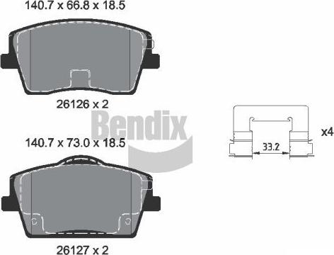 BENDIX Braking BPD2338 - Гальмівні колодки, дискові гальма autocars.com.ua
