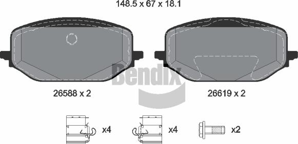 BENDIX Braking BPD2416 - Гальмівні колодки, дискові гальма autocars.com.ua