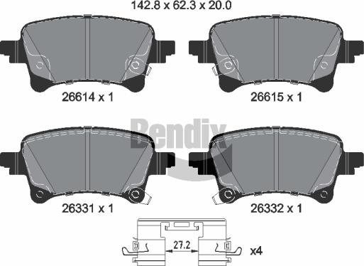 BENDIX Braking BPD2430 - Гальмівні колодки, дискові гальма autocars.com.ua