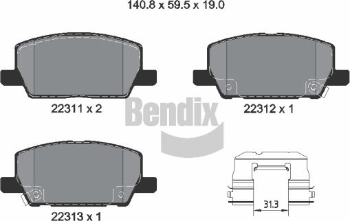 BENDIX Braking BPD2452 - Гальмівні колодки, дискові гальма autocars.com.ua