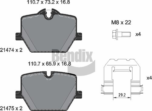 BENDIX Braking BPD2480 - Гальмівні колодки, дискові гальма autocars.com.ua