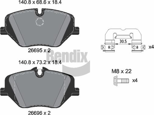 BENDIX Braking BPD2493 - Гальмівні колодки, дискові гальма autocars.com.ua
