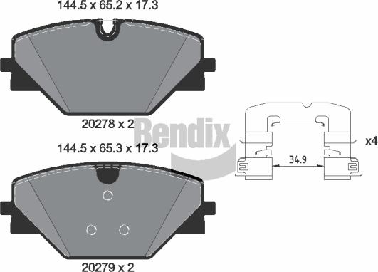 BENDIX Braking BPD2516 - Гальмівні колодки, дискові гальма autocars.com.ua
