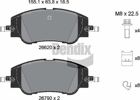 BENDIX Braking BPD2518 - Гальмівні колодки, дискові гальма autocars.com.ua