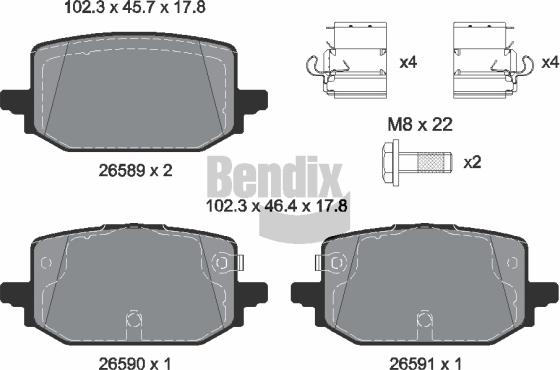 BENDIX Braking BPD2526 - Гальмівні колодки, дискові гальма autocars.com.ua