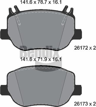 BENDIX Braking BPD2527 - Гальмівні колодки, дискові гальма autocars.com.ua