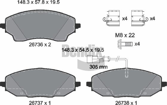 BENDIX Braking BPD2545 - Гальмівні колодки, дискові гальма autocars.com.ua