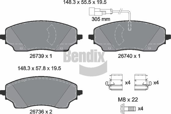 BENDIX Braking BPD2546 - Гальмівні колодки, дискові гальма autocars.com.ua