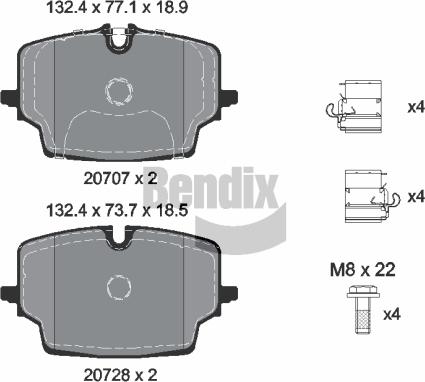 BENDIX Braking BPD2559 - Гальмівні колодки, дискові гальма autocars.com.ua