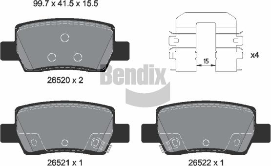 BENDIX Braking BPD2565 - Гальмівні колодки, дискові гальма autocars.com.ua