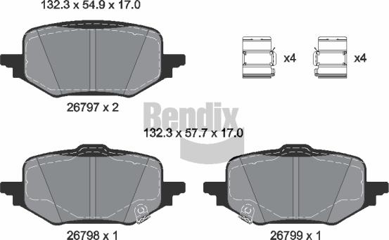BENDIX Braking BPD2569 - Гальмівні колодки, дискові гальма autocars.com.ua