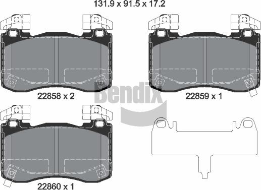 BENDIX Braking BPD2596 - Гальмівні колодки, дискові гальма autocars.com.ua