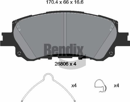 BENDIX Braking BPD2615 - Гальмівні колодки, дискові гальма autocars.com.ua