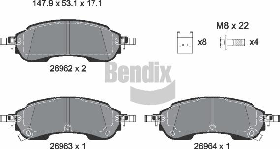 BENDIX Braking BPD2626 - Гальмівні колодки, дискові гальма autocars.com.ua
