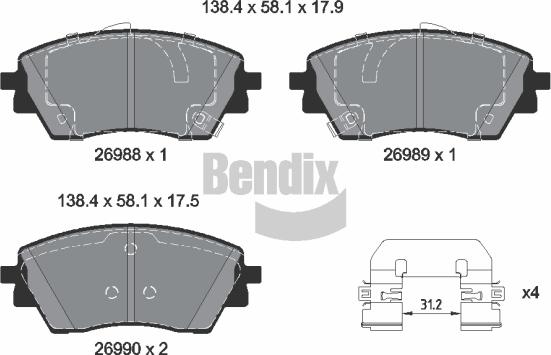 BENDIX Braking BPD2630 - Гальмівні колодки, дискові гальма autocars.com.ua