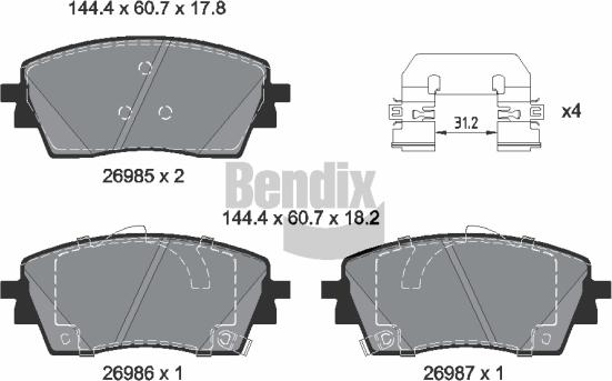BENDIX Braking BPD2631 - Гальмівні колодки, дискові гальма autocars.com.ua