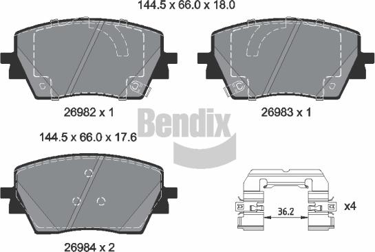 BENDIX Braking BPD2632 - Гальмівні колодки, дискові гальма autocars.com.ua