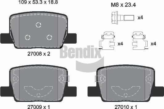 BENDIX Braking BPD2638 - Гальмівні колодки, дискові гальма autocars.com.ua