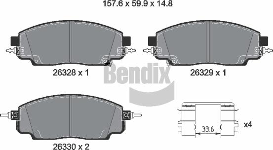 BENDIX Braking BPD2642 - Гальмівні колодки, дискові гальма autocars.com.ua