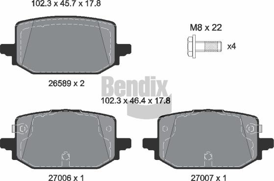 BENDIX Braking BPD2664 - Гальмівні колодки, дискові гальма autocars.com.ua