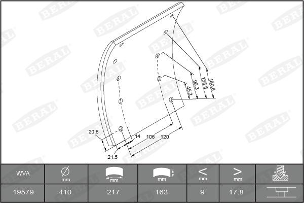 Beral 1957918800016166 - Комплект тормозных башмаков, барабанные тормоза autodnr.net