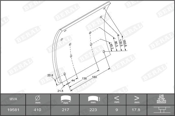 Beral KBL19581.9-1616 - Комплект тормозных башмаков, барабанные тормоза autodnr.net