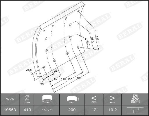 Beral 1971622206016425 - Комплект тормозных башмаков, барабанные тормоза autodnr.net