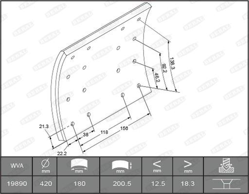 Beral 1989018506015506 - Комплект тормозных башмаков, барабанные тормоза autodnr.net