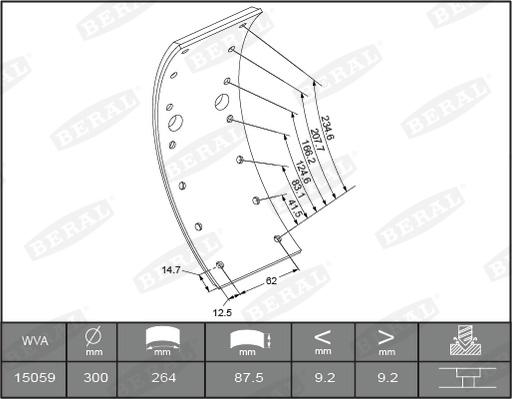 Beral KBL15059.0-1561 - Комплект тормозных башмаков, барабанные тормоза avtokuzovplus.com.ua