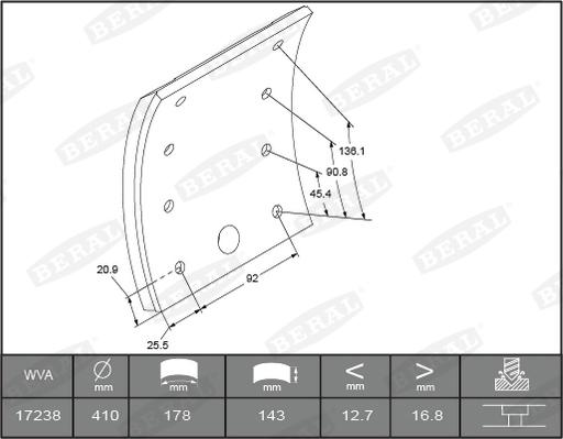 Beral KBL17238.2-1549 - Комплект тормозных башмаков, барабанные тормоза autodnr.net