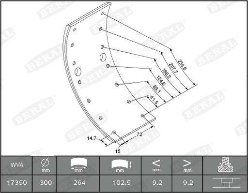 Beral KBL1735001561 - Комплект гальмівних черевиків, барабанні гальма autocars.com.ua