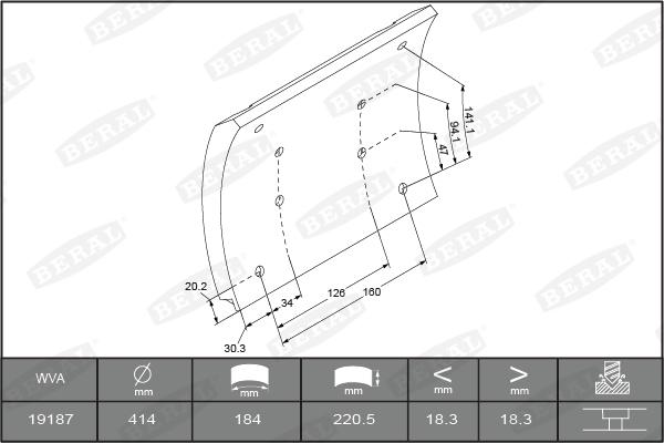 Beral KBL19187.0-1627 - Комплект тормозных башмаков, барабанные тормоза autodnr.net