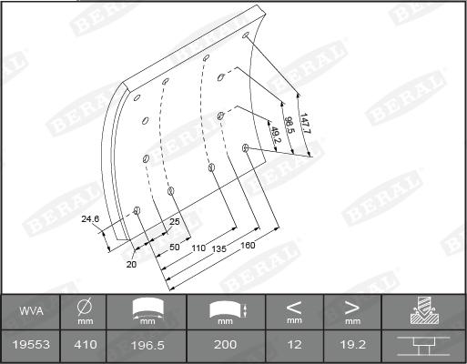 Beral KBL19716.1-1642 - Комплект тормозных башмаков, барабанные тормоза autodnr.net