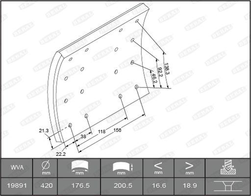 Beral KBL19890.0-1616 - Комплект тормозных башмаков, барабанные тормоза autodnr.net