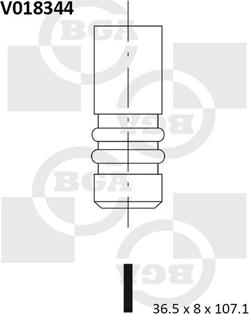 BGA V018344 - Клапан впуск. Sierra-Mondeo -00 1.8D 36.5x8x107.1 autocars.com.ua