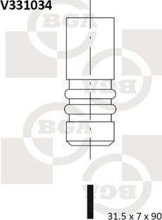 BGA V331034 - Клапан випуск. T5 1.9-2.5TDI -09 autocars.com.ua