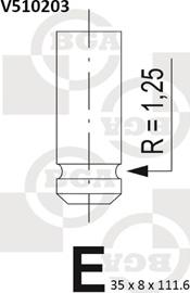 BGA V510203 - Впускний клапан autocars.com.ua