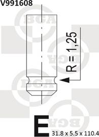 BGA V991608 - Випускний клапан autocars.com.ua