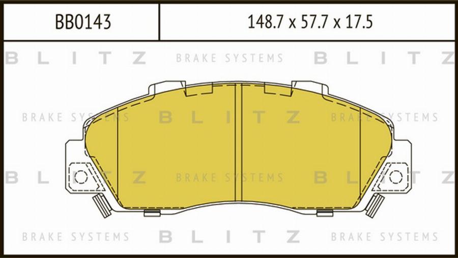 Blitz BB0143 - Гальмівні колодки, дискові гальма autocars.com.ua