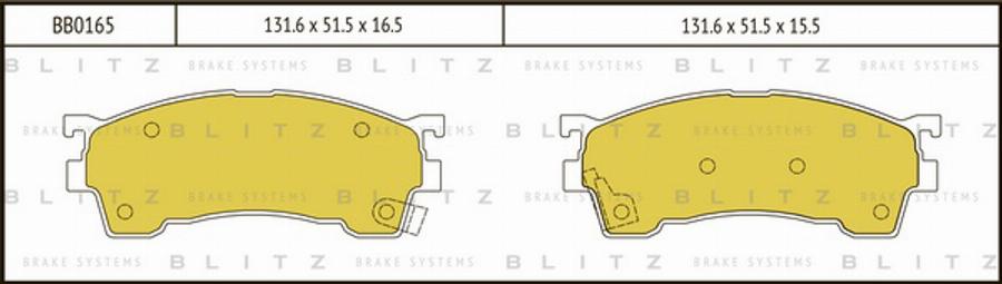 Blitz BB0165 - Тормозные колодки, дисковые, комплект autodnr.net