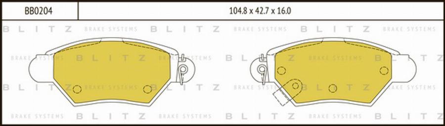 Blitz BB0204 - Тормозные колодки, дисковые, комплект autodnr.net