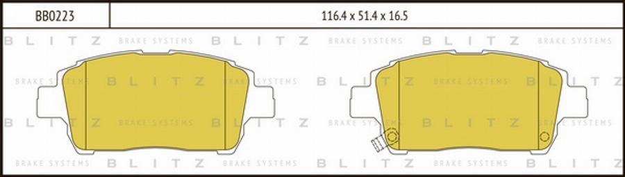 Blitz BB0223 - Гальмівні колодки, дискові гальма autocars.com.ua