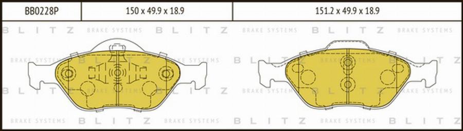 Blitz BB0228P - Тормозные колодки, дисковые, комплект autodnr.net