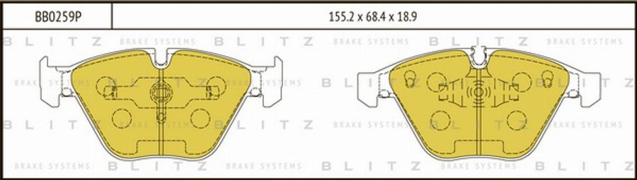 Blitz BB0259P - Гальмівні колодки, дискові гальма autocars.com.ua