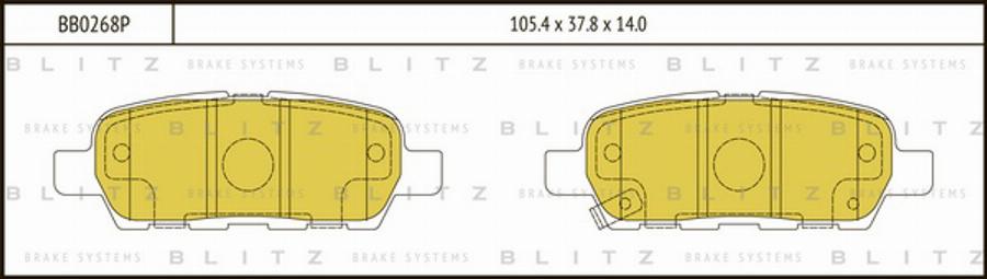 Blitz BB0268P - Гальмівні колодки, дискові гальма autocars.com.ua